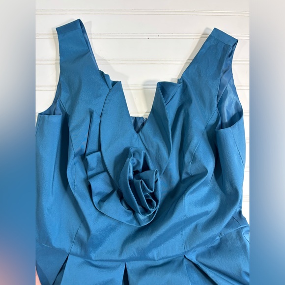 J Taylor Dress Sleeveless Dress Cocktail Bridesmaid Peacock Blue Lined Size 6 - Picture 11 of 16